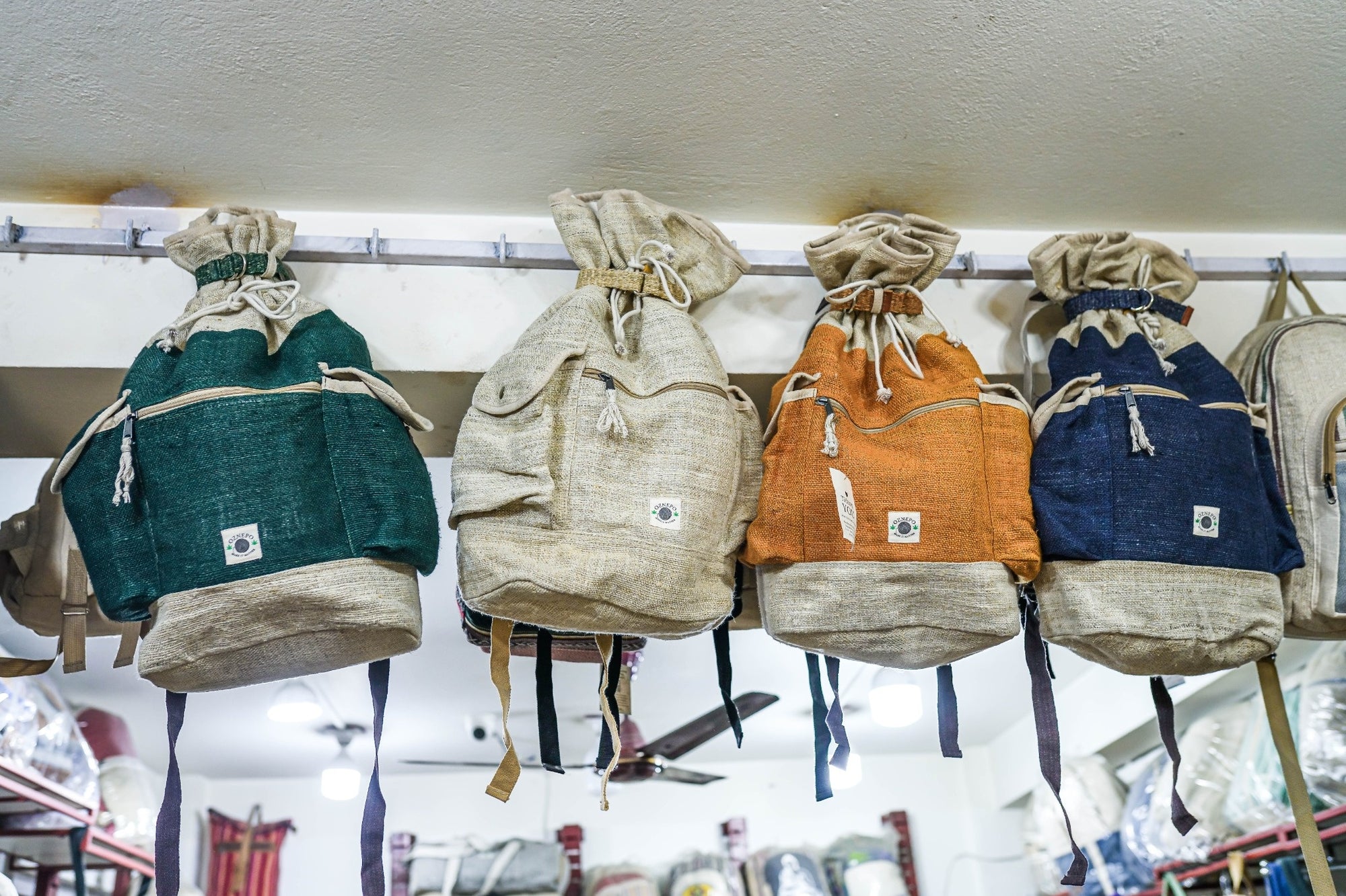 Hemp, pressed felt, vegetable-tanned leather and hand-cast brass on linen